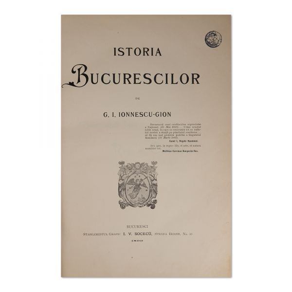 G. I. Ionnescu-Gion, Istoria Bucureștilor, 1899, ediție de lux