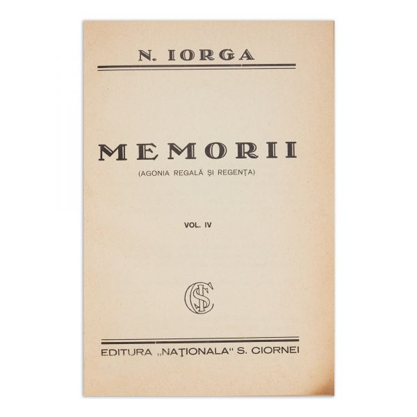 N. Iorga, Memorii, 7 volume, 1931 - 1939, cu dedicație pentru Ioan Lupaș
