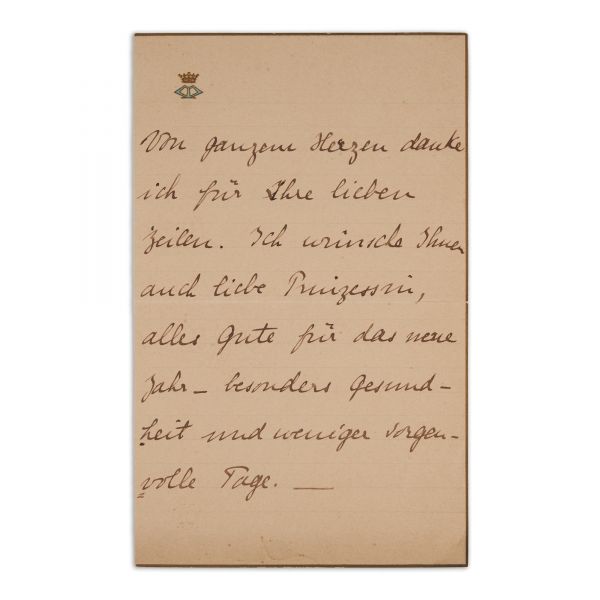 Principesa Maria a României, scrisoare olografă, 4 ianuarie 1909 