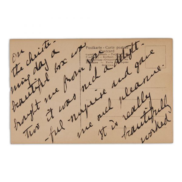 Principesa Maria alături de două dintre fiicele sale, fotografie tip carte poștală cu amplă însemnare olografă