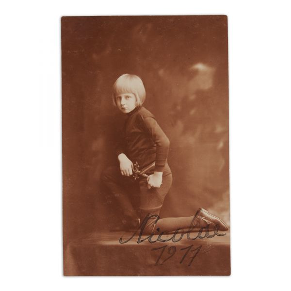 Principele Nicolae al României, fotografie tip carte poștală, cu semnătură, 1911, Fr. Mandy