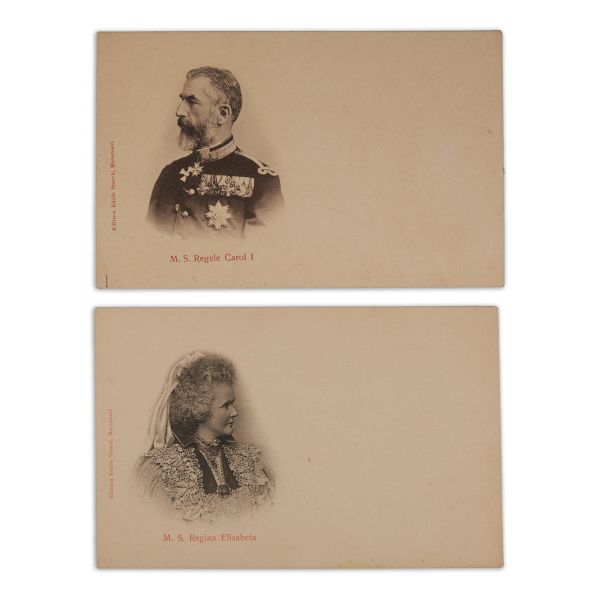 M. S. regele Carol I și M. S. regina Elisabeta, două cărți poștale fotografice