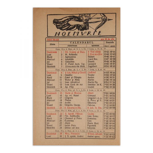 Calendarul ziarului „Tribuna Ardealului” pe anul 1942