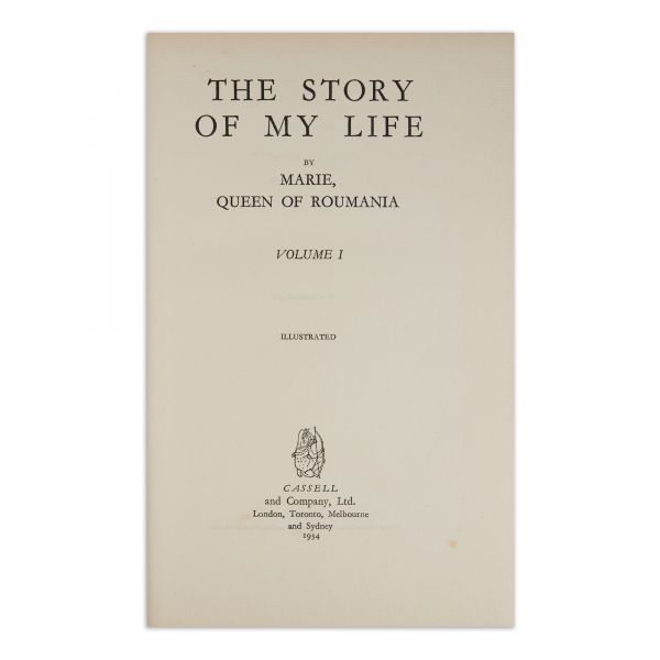 Marie Queen of Roumania, The Story of My Life, trei volume, 1935, cu semnătura reginei Maria