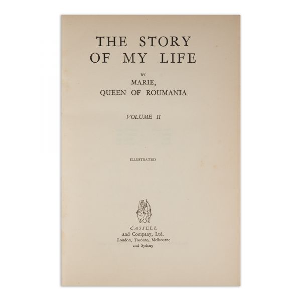 Marie Queen of Roumania, The Story of My Life, trei volume, 1935, cu semnătura reginei Maria