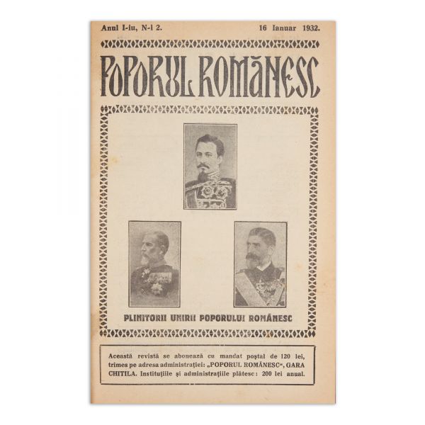 Publicația „Poporul Românesc”, AnuI I, 1932, cu ex-librisul lui Ion I. C. Brătianu