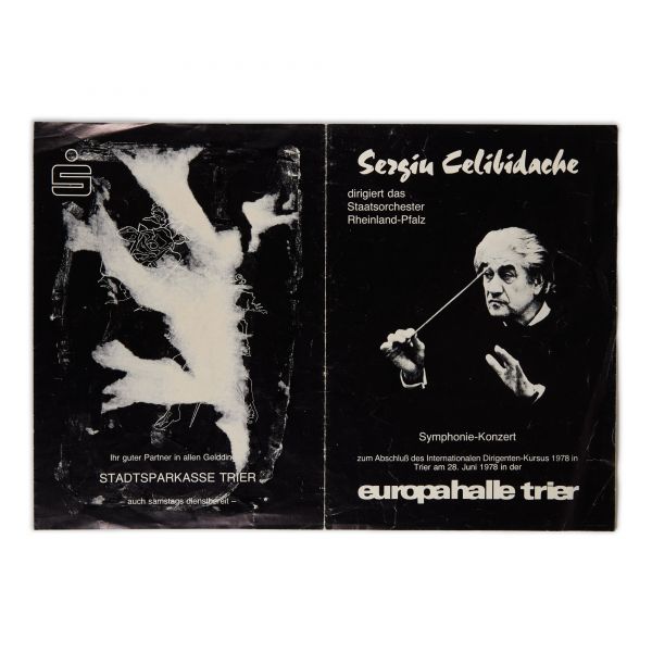 Pliantul unui concert dirijat de Sergiu Celibidache, 1978, cu dedicație olografă