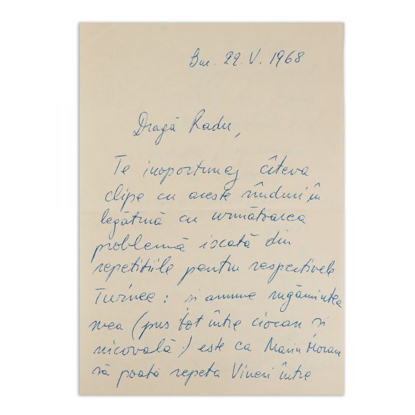 Liviu Ciulei, scrisoare pentru Radu Beligan, 1968 + fotografie de epocă