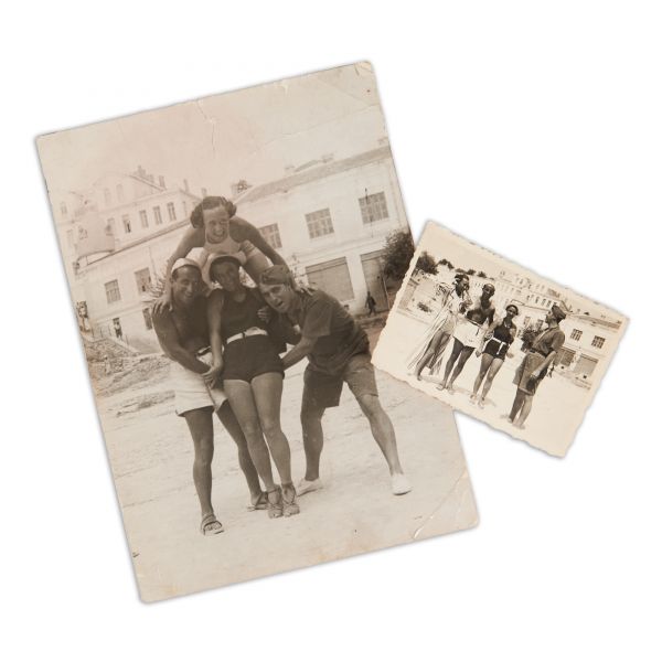 Sergiu Celibidache alături de fiul lui Trancu-Iași la Balcic, două fotografii de epocă