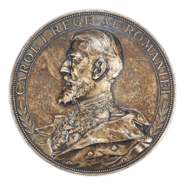 Punerea pietrei fundamentale a C.E.C., 1897, medalie din argint, gravor Dimitrescu 