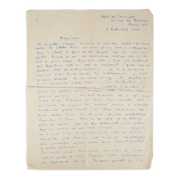Mircea Eliade, scrisoare pentru familia sa, 9 septembrie 1948 