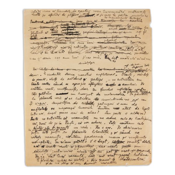 Filă manuscris din jurnalul adolescentului Mircea Eliade