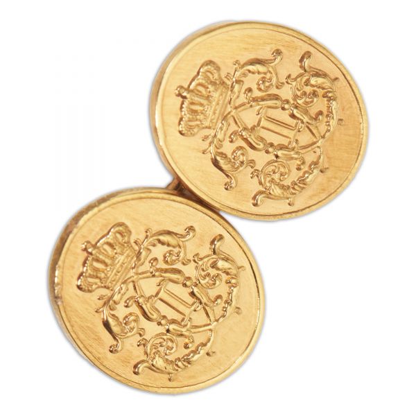 Set de butoni din argint aurit cu monograma regelui Carol I