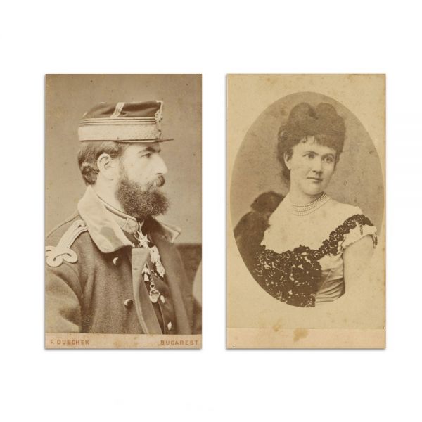Principele Carol I și Principesa Elisabeta, set de două fotografii de epocă, cca. 1878-1879