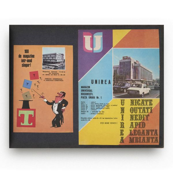 Două albume cu reclame românești, 174 bucăți