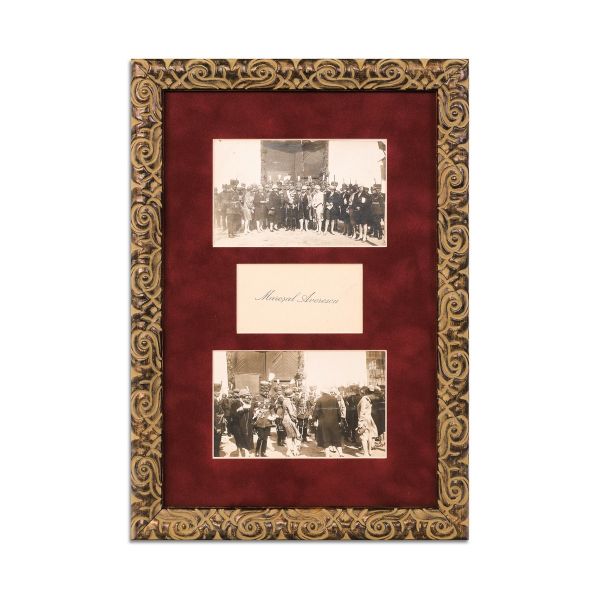 Mareșalul Al. Averescu, două fotografii tip carte poștală + carte de vizită