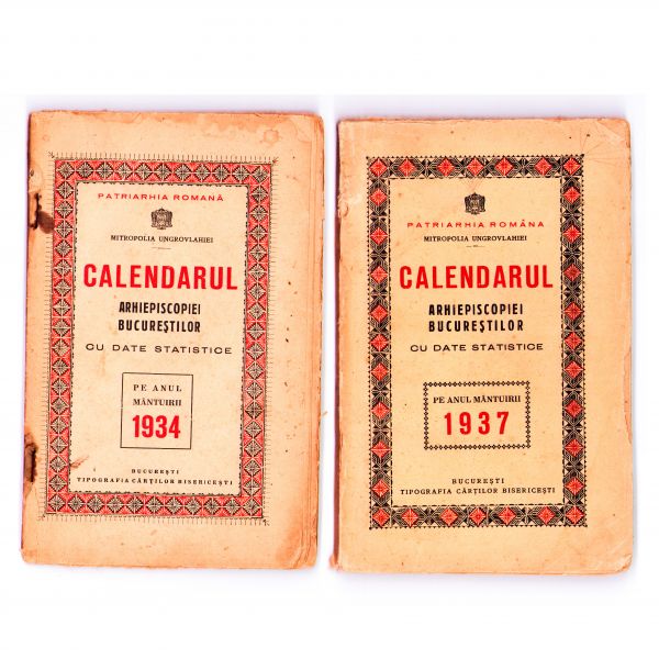 Calendarul Arhiepiscopiei Bucureștilor pe anii 1934 și 1937, două volume
