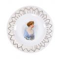 Trei farfurii ribbon plate cu portretele Reginei Maria, Regelui Ferdinand și Regelui Mihai, fabrica Victoria, Cehoslovacia