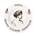 Trei farfurii adânci din porțelan - Regele Ferdinand, Regina Maria și Regele Mihai, fabrica Sarreguemines