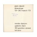 Jean David, catalog al expoziției din Tel-Aviv, 1973, cu dedicația autorului 