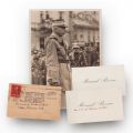 Mareșalul Constantin Prezan, fotografie realizată de I. Berman +  2 cărți de vizită, una cu însemnare