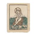 Hristos cu papagal, gravură colorată manual, cca. 1470