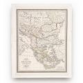Harta Turciei europene și a Greciei, gravură în cupru colorată manual, 1826