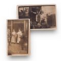 Măcelari și băcani, două fotografii tip carte poștală