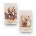 Două reclame tip carte poștală pentru mașinile de cusut Singer din România, 1892