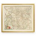 Harta provinciei Overijssel (Transisalania) din Țările de Jos, gravură în cupru colorată manual, cca. 1680