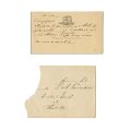 Mihail Pascaly, carte de vizită cu însemnare olografă + plicul original