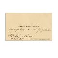 Filip Lahovary, carte de vizită cu însemnare olografă