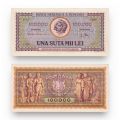 Două bancnote în valoare de 100.000 și 1.000.000 lei, 1947