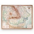 România, hartă fizică și politică de mari dimensiuni, 1923