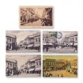 Strada Lipscani - panorame, prăvălii și animație urbană, cinci fotografii tip carte poștală