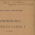 Comemorarea regelui Carol I la deschiderea cursurilor Facultății de Filosofie și Litere, 1914, cu dedicație pentru I. I. C. Brătianu