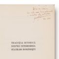 Gheorghe I. Brătianu, Tradiția istorică despre întemeierea statelor românești, 1945, cu dedicație olografă