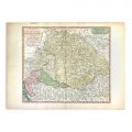 Harta Regatul Ungariei, Principatul Transilvaniei, Slavonia, Croația, cu o parte din Valachia, Bulgaria, Bosnia și Serbia, gravură în cupru colorată manual, 1794