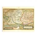 Harta principalelor locuri din Regatul Ungariei și Transilvania, gravură în cupru colorată manual, Ioan Sambucus și Abraham Ortelius, 1579