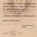 „Insigna de război a cercetașilor”, brevet acordat lui Bărbulescu Ștefan, 1938