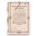 Colecție de 4 acțiuni: „Banca Centrală” Cluj, „Economia din Focșani”, „Banca Dâmbovița”, „Banca Populară din Pitești”, 1920-1942