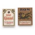 Rom Gloria, cognac Forteresse, curacao Mercur, kummel Z. N. Chrissoveloni, patru etichete 