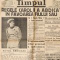 Publicația „Timpul”, 8 septembrie 1940 - abdicarea regelui Carol al II-lea 