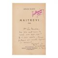 Mircea Eliade, Maitreyi, 1934, cu dedicație pentru Liviu Unanian și ex-libris