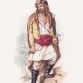 Țăran din zona Galați, litografie colorată manual, cca. 1840