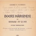 George D. Florescu, Boerii mărgineni din secolele XV și XVI, 1930, cu dedicație pentru Titu Magheru