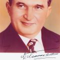 Nicolae Ceaușescu, fotografie color semnată olograf