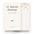 E. M. Cioran, Le mauvais démiurge, 1969, cu dedicație olografă