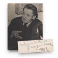 George Enescu, fotografie de epocă, 1953 + carte de vizită cu semnătură olografă