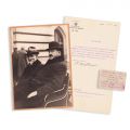 Mihai Vlachide și Alexandru Averescu, fotografie de epocă + adresă semnată de C. Brătianu + carte de vizită